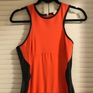 WV Coral/orange and black Fo leather dress